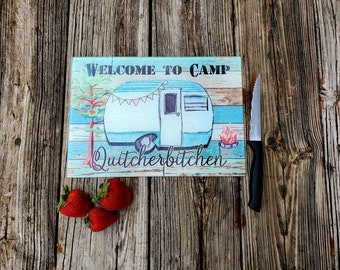 Camp cutting board, cutting board, kitchen, housewarming gift, kitchen gift, gift, kitchen decor, funny gift, novelty gift, camping gift