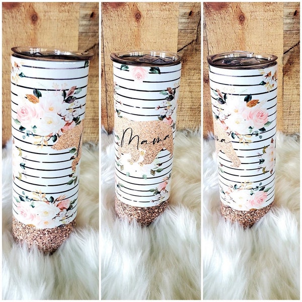 Mom tumbler, gift for mom, mama, bear, sublimation tumbler, 20oz tumbler, Mother’s Day, floral, gift for her, new mom gift, floral bear