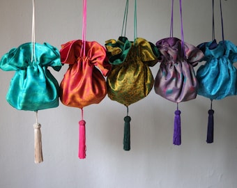 Brocade silk and velvet reversible evening bag