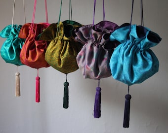 Brocade silk and velvet reversible evening bag