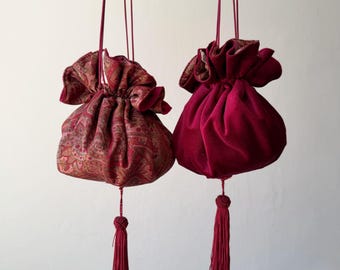 Custom silk and velvet reversible evening bag (Design your bag)