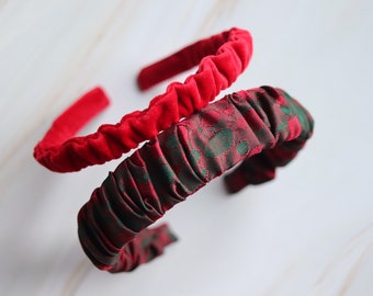 Narrow scrunchie cotton velvet hairband