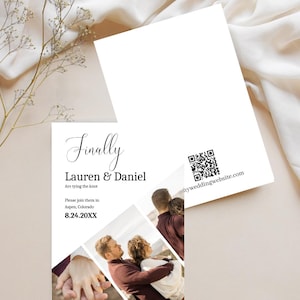 Modelo de convite de casamento com foto | Moderno, minimalista, com caligrafia romântica | Download digital