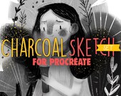 Charcoal Sketch Set, Procreate Brushes,  digital art brushes, Procreate Ipad Pro, Carboncillo, pinceles procreate, pinceles digitales,