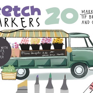 Sketch markers for Procreat, digital art brushes, Procreate Ipad Pro, procreate brushes, digital brushes,