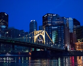 Pittsburgh Skyline - Pittsburgh Night Photography - Downtown Pittsburgh - Pittsburgh Architecture - Landscape Photography -