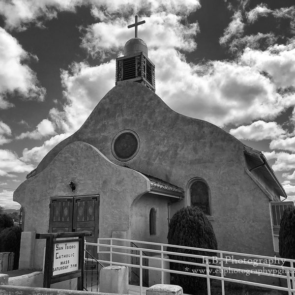 Church Photography - New Mexico Churches - Mission Style Church - Black & White Photography