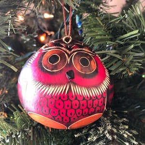 Owl gourds peruvian handmade ornaments