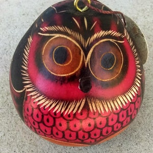 Owl gourds peruvian handmade ornaments