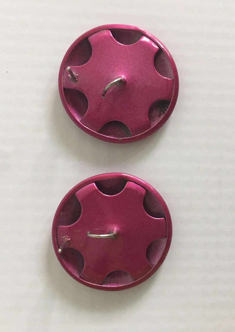 Vintage Fuschia Round Earrings Fuschia Buttons Multi functional Earrings