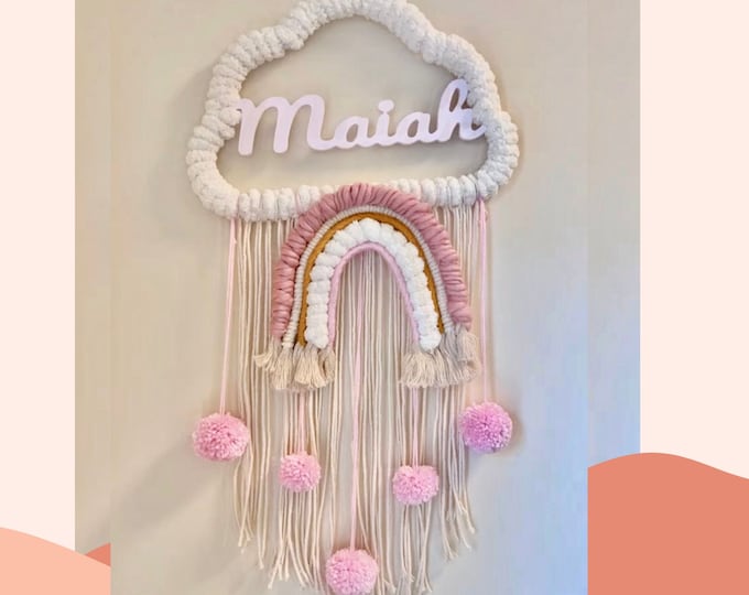 Name Macrame Decor/Personalized Wall Decor/Rainbow/Handcrafted Macrame Wall Hanging/Baby Room Decor/Nursery Decor/Door Decor/Gift for Baby