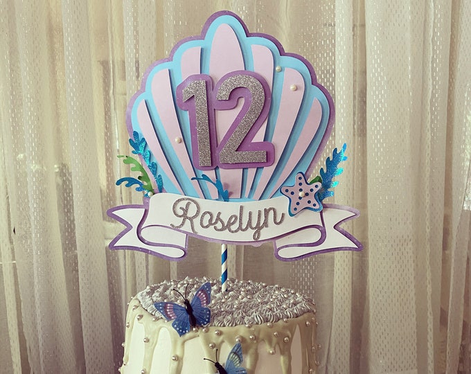 Mermaid Cake topper, Icy Mermaid Cake topper, Personalized mermaid sea cake topper, Personalized cake topper.