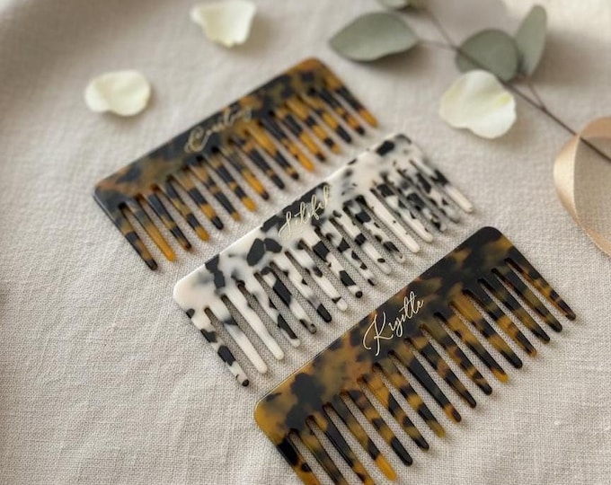 Custom Name Hair Comb, Personalized Engraved Comb with Any Text, Bridesmaid Gift, Birthday Gift for Her Valentine Gift for Her