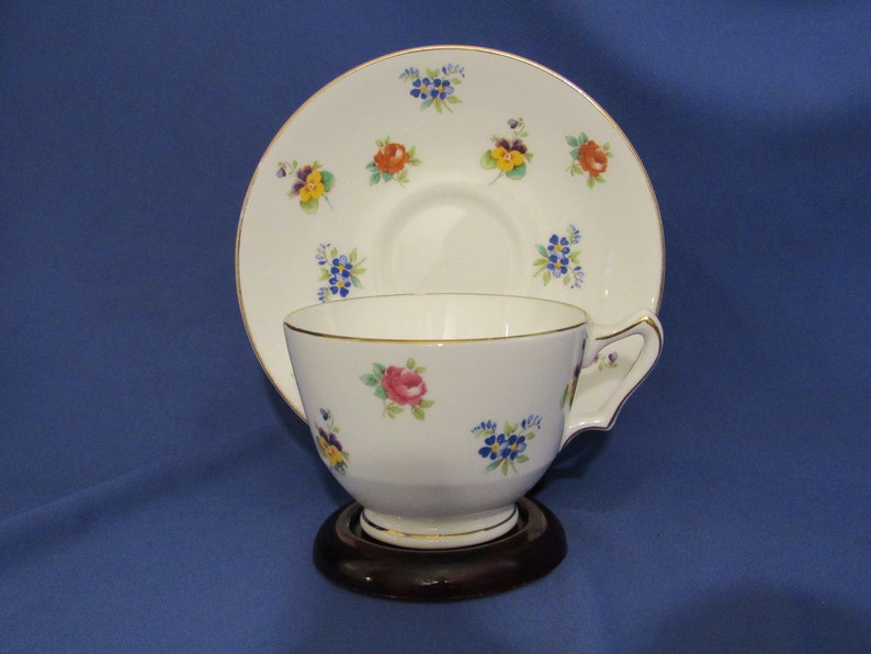 Crown Staffordshire Fine Bone China Floral Tea Cup and Saucer Etsy