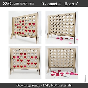 Connect 4 HEARTS - SVG Laser cut ready file - Glowforge compatible