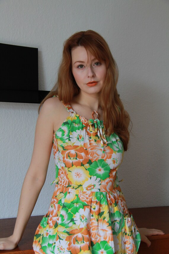1960/70s Floral Cotton Summer Dress