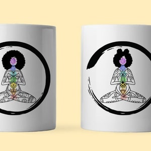 Meditation Chakra Afro Zen Mugs sublimation PNG, Zen Mug sublimation file, Printable PNG design, Sublimation design, Digital download