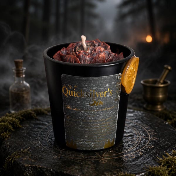 Quicksilver Callie Hart Inspired Candle | Dark Romance Oakmoss Dragon's Blood | 10oz Soy Fae Gift