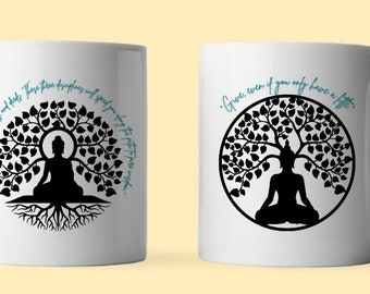 3 Zen Tree Buddha Quote Mandala Tree Mug sublimation PNG, Zen Mug sublimation file Printable PNG design Sublimation design, Digital download