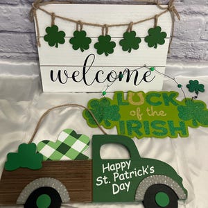 Letreros del Día de San Patricio, juego de 3 letreros "Amor irlandés", decoración para fiestas irlandesas, letrero con corona irlandesa, decoraciones para el Día de San Patricio