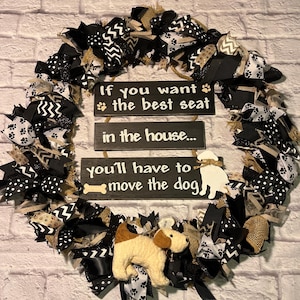 Seat stealer wreath, Dog wreath, puppy love wreath, love my dog decor, dog decor wreath, man’s best friend wreath, dog on crazy wreath