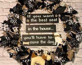Dog Lover Wreath: Seat Stealer Humor Decor