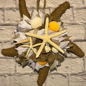 Sea shell wreath, starfish wreath, beachy wreath, summer wreath, boat wreath, cottage wreath, camper wreath, starfish decor