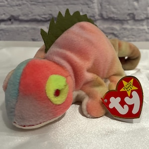 Iggy Beanie Baby, Beanie Baby vintage de los 90, Iguana Beanie Baby, juguetes de la vieja escuela, Ty Iggy Beanie Baby