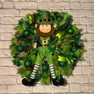 St. Patrick’s day wreath, leprechaun wreath, luck of the Irish wreath, front door wreath, handmade wreath