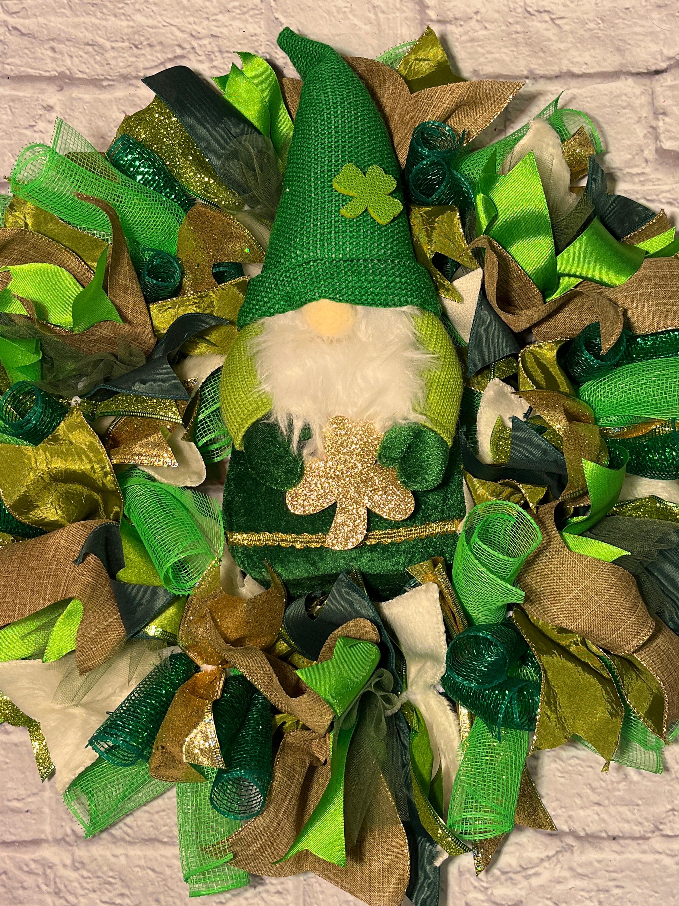 2 Gnomi In Metallo Per San Patrizio | Leprechaun Irlandese Con Trifoglio, Decorazione Da Giardino
