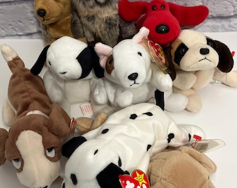 Ty Beanie Baby Dogs: Collectible Set of 9, Vintage Plush Toys