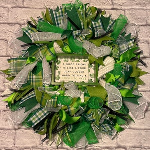 St Patrick’s day wreath, Irish love wreath, Irish friendship wreath, patty’s Day wreath,march wreath, clover wreath, green plaid wreath