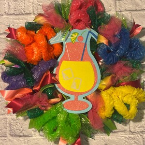 Hula wreath, party wreath, drinking wreath, summer wreath, summer fun wreath,  party wall decor, adult party wreath