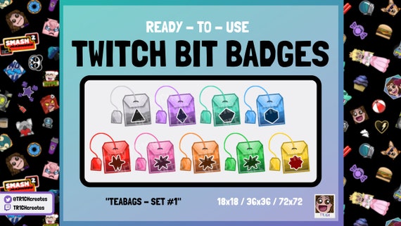 Set 1 Tea Bag Twitch Bit Badges Ready To Use Tea Bag Etsy