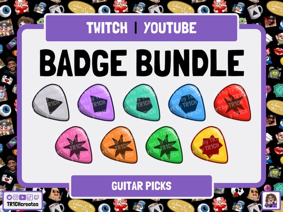 Guitar Pick Twitch Bit Badges Ready To Use Picks Cheer Badge Etsy