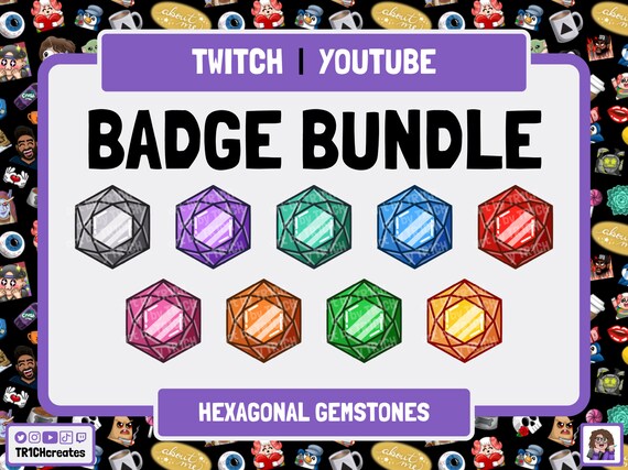 Gemstone Twitch Bit Badges Ready To Use Hexagon Gems Cheer Etsy
