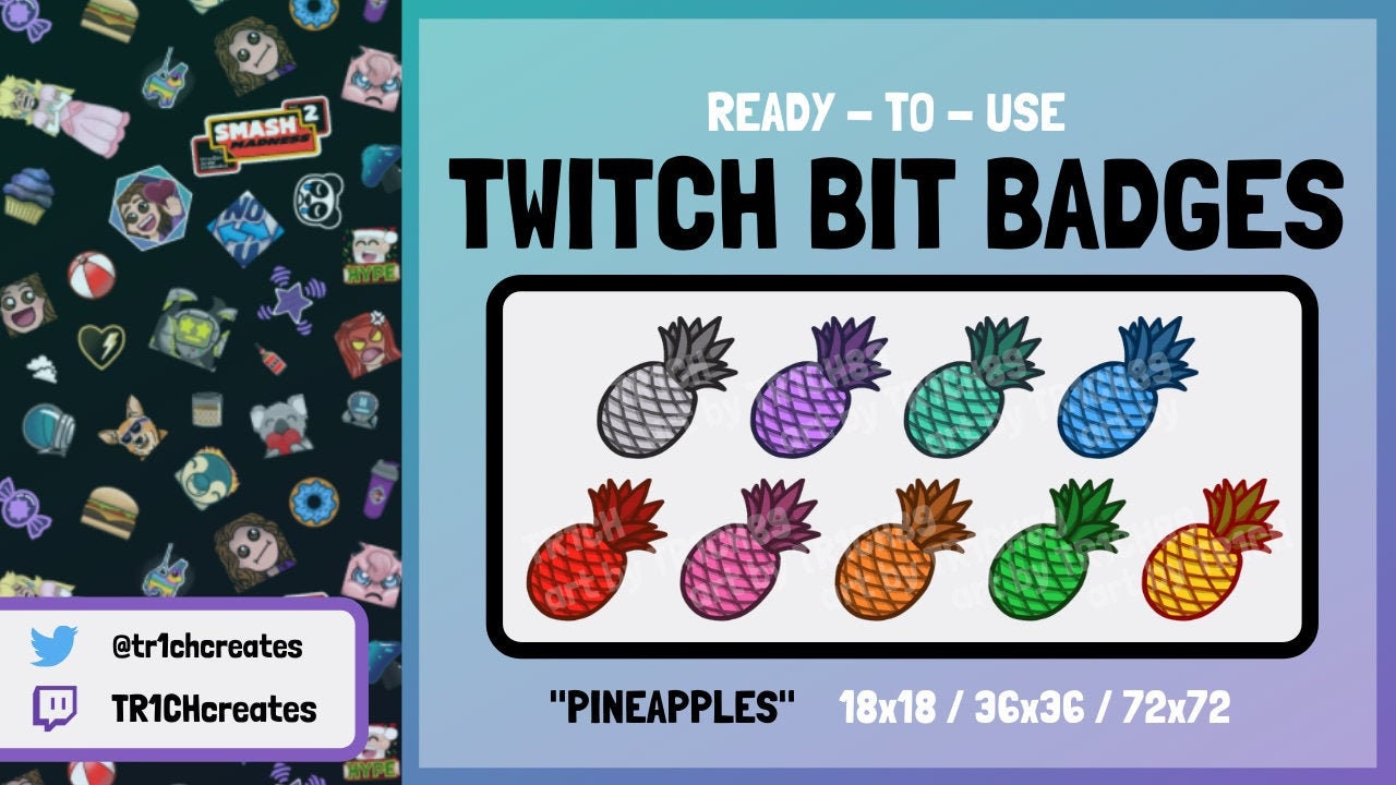 Pineapple Twitch Bit Badges Ready To Use Tropical Cheer Etsy