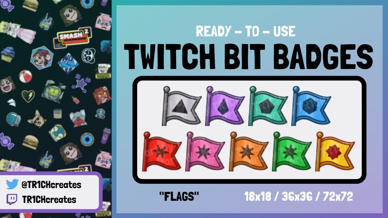 Bit Emblem Flag Twitch Bit Badges Ready To Use Flags Cheer Etsy