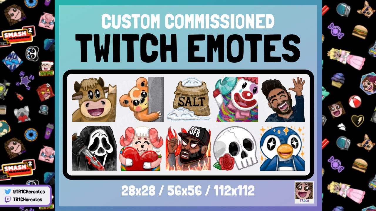 Custom Channel Emote Graphics Commission For Twitch Bit Tier Etsy