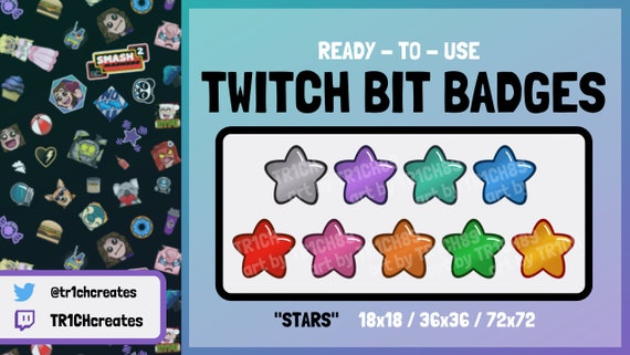 Star Twitch Bit Badges Ready To Use Rounded Stars Cheer Etsy