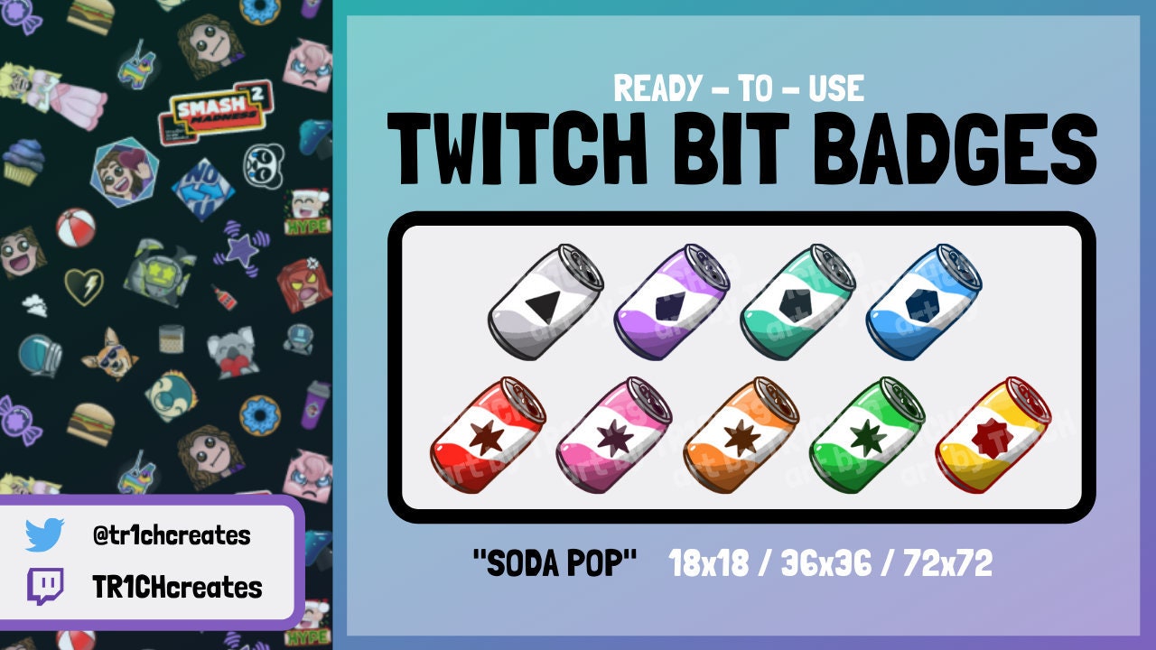 Soda Can Twitch Bit Badges Ready To Use Cola Pop Cheer Badge Etsy Canada