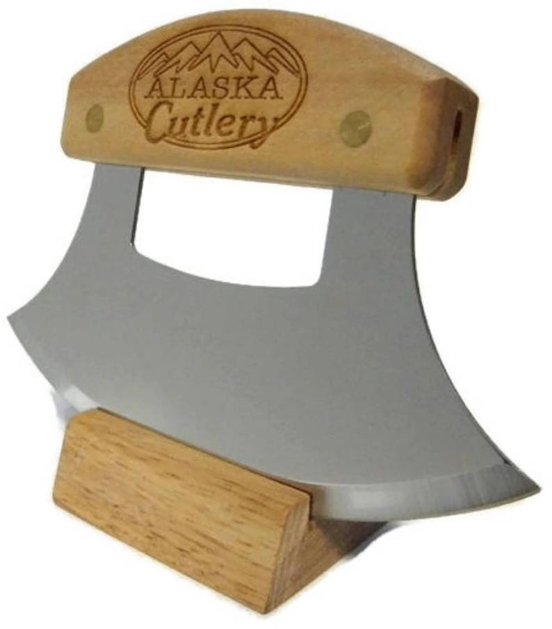 Ulu Knife Alaska Cutlery Etched Birch Handle 6.25 Blade Etsy