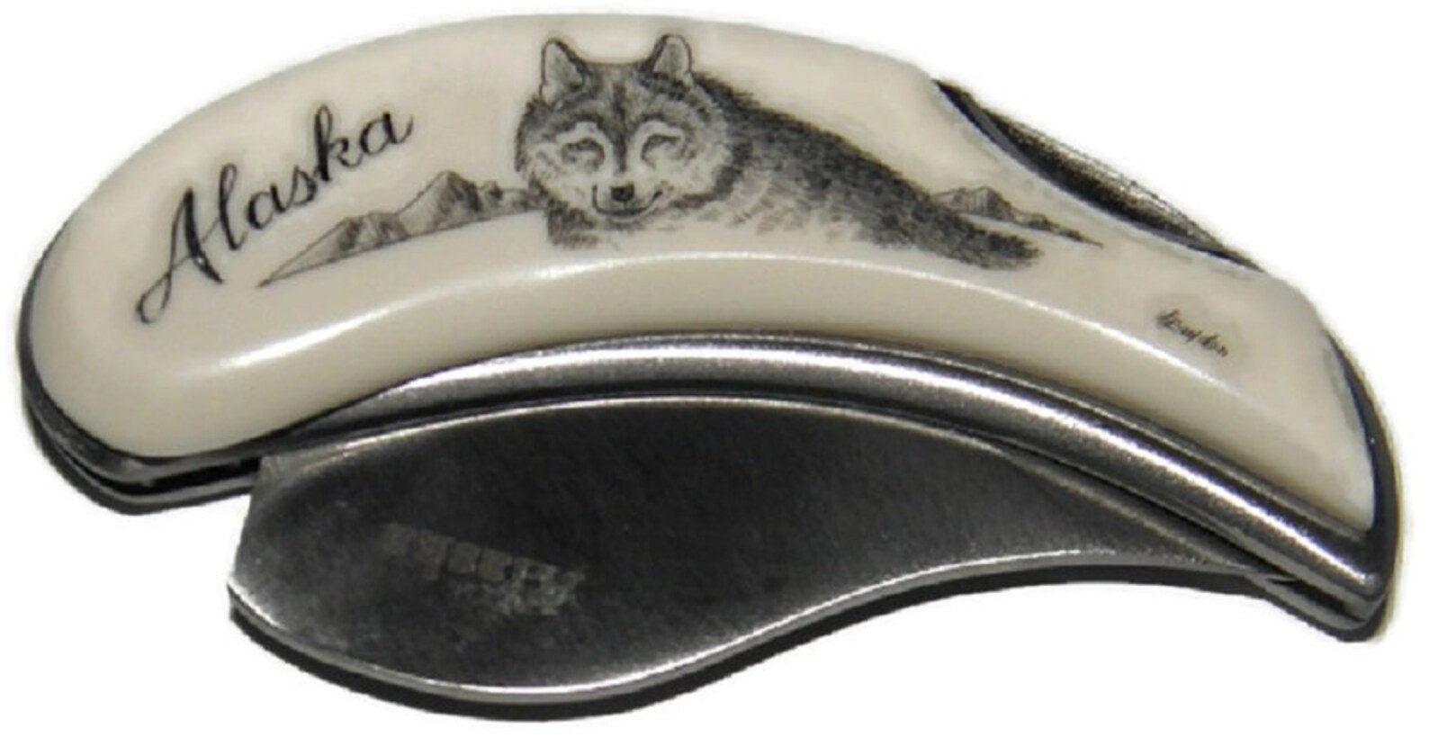 Alaskan Folding Pocket Ulu Knife w/Wolf Scrimshawed Handle Etsy