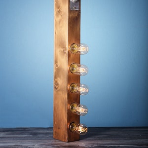 Handmade industrial wooden light | Steampunk lamp | Vintage lamp
