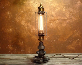 Handmade Metal Cage Desk Lamp | Steampunk Lighting | 100% Handmade in Greece