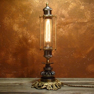 Industrial cage desk light | Steampunk lamp | Vintage lamp