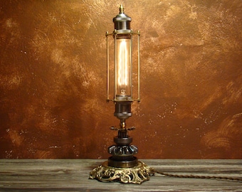 Industrial cage desk light | Steampunk lamp | Vintage lamp