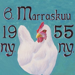 Finnish Chicken ~ Watercolor Bird Giclée Art Print, Chicken Decor, Vintage, Finnish Wall Art, Finland Wall Decor, Farm Decor, Wildlife Art