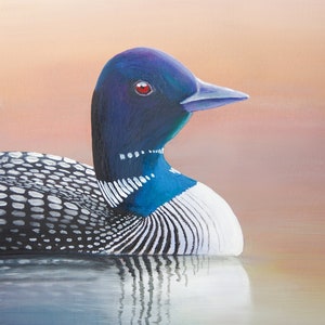Loon At Sunrise ~ Watercolor Loon Giclée Art Print, Waterfowl Bird Art, Nature and Wildlife, Cabin Decor