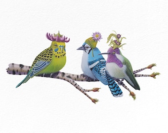 Three Little Birds ~ Watercolor Bird Giclée Art Print